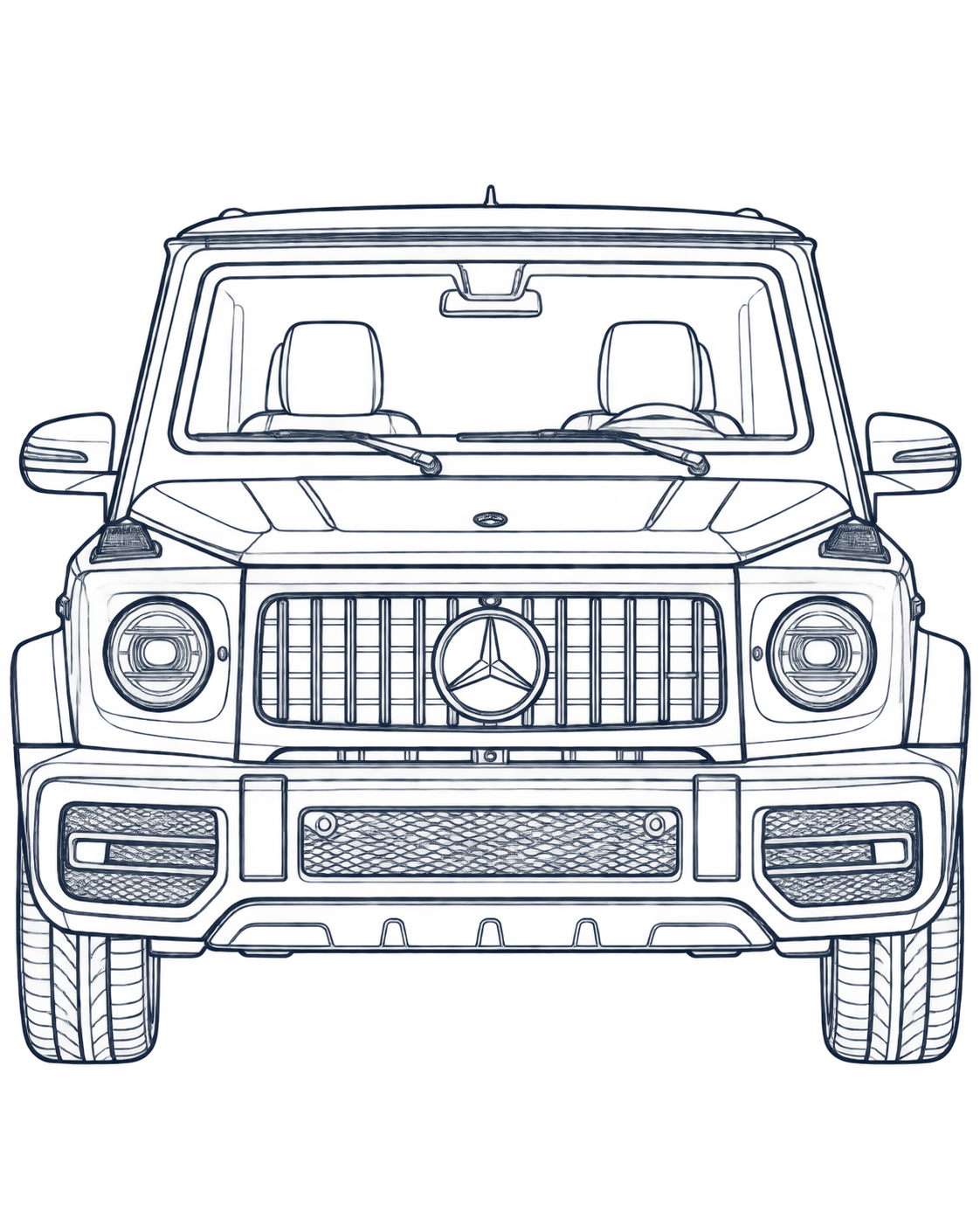 Mercedes-AMG G63 — фронтальний автомобільний blueprint для SKETCHR.01