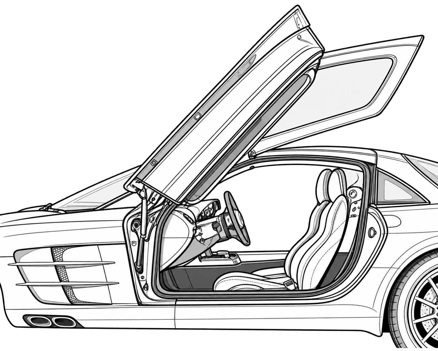 Mercedes-Benz SLR McLaren — креслення відчинених дверей